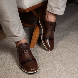 Sapato Masculino Oxford Santiago Confortável Sapato Masculino Social Brogue Moderno Casamento Igreja Dia dos Pais