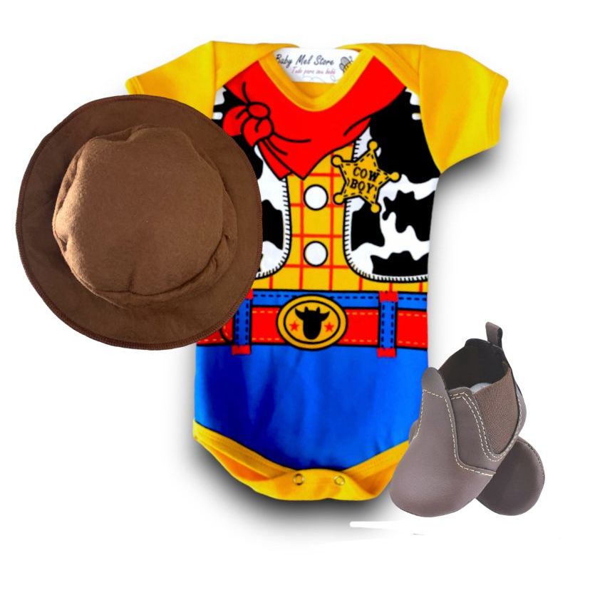 Body Bebe tematico cowboy + bota + chapeu Melhores tema menino em Oferta na Shopee