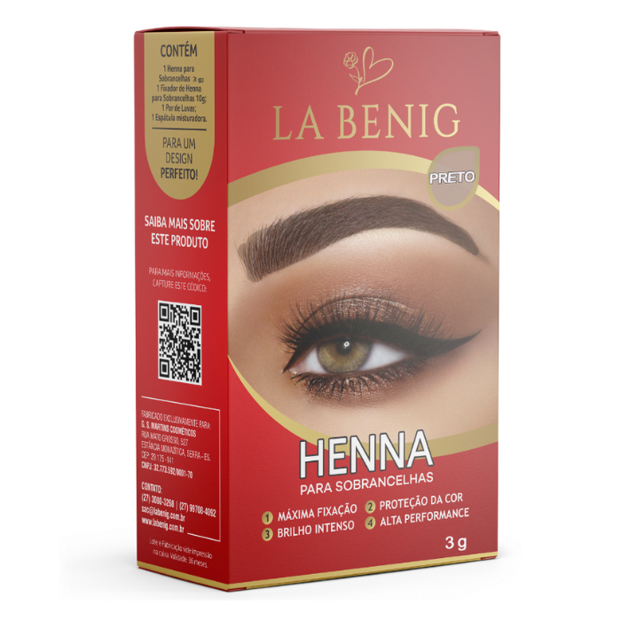Henna Sobrancelhas La Benig 3g Alta Fixação Profissional - Cores La Benig