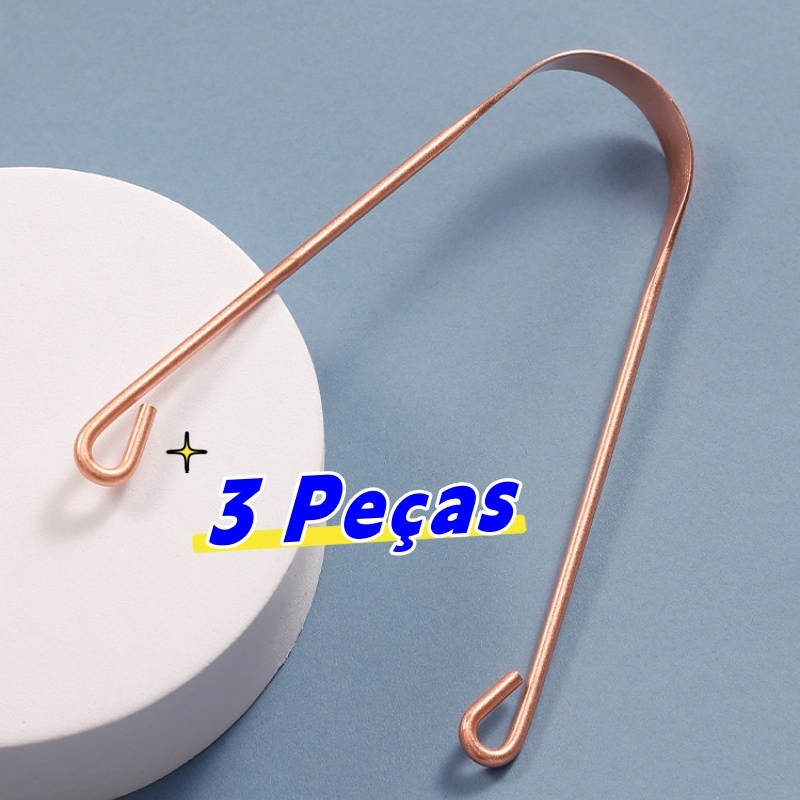 3 Peças Higienizador Para Raspagem Lingual Higiene Saúde Bucal - Modelo Premium 100% Cobre Puro em Oferta na Shopee