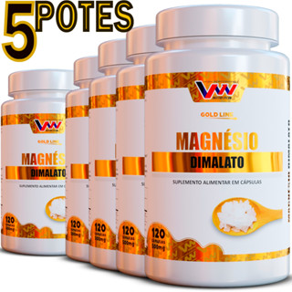 5 Potes de Magnesio Dimalato 120 Capsulas 100% Original mais vendido
