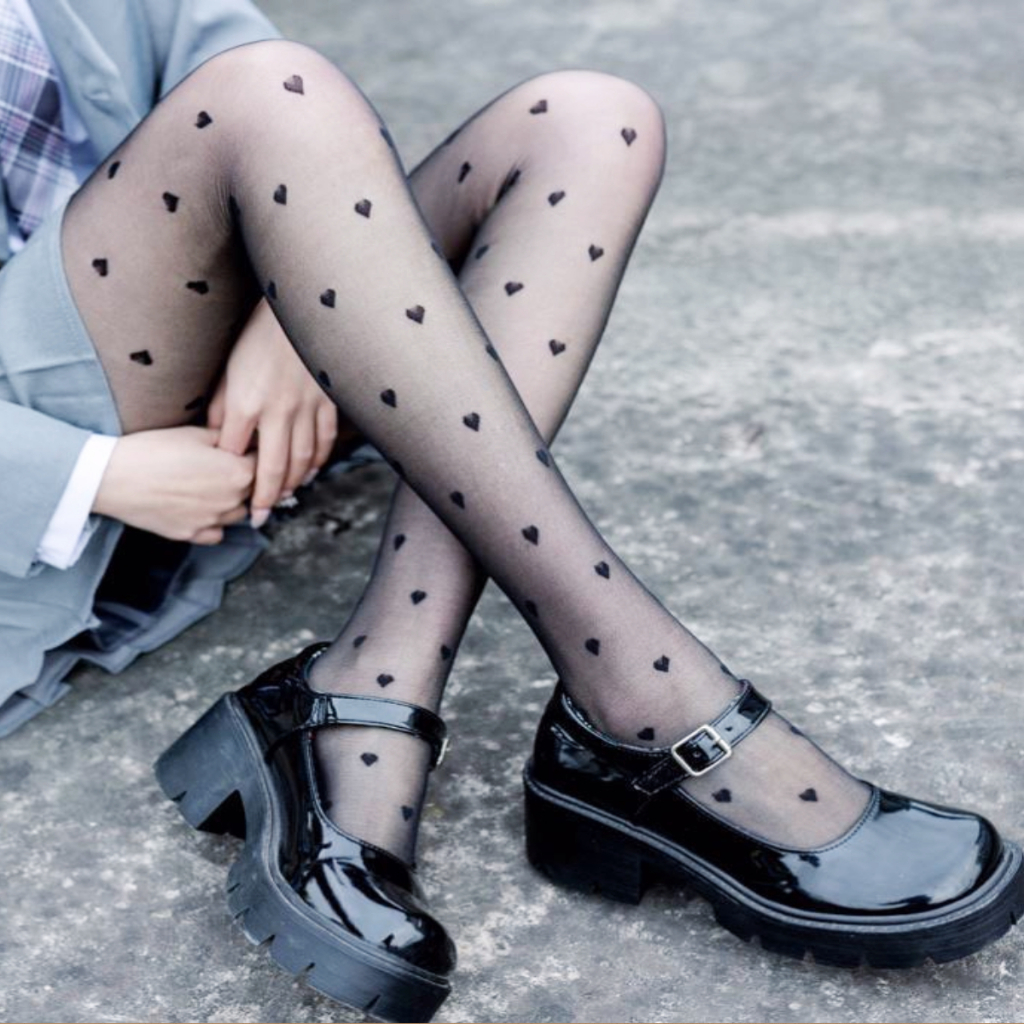 Meia Calça Fina Com Coração Adulto Cor Preta Natural em Oferta na Shopee