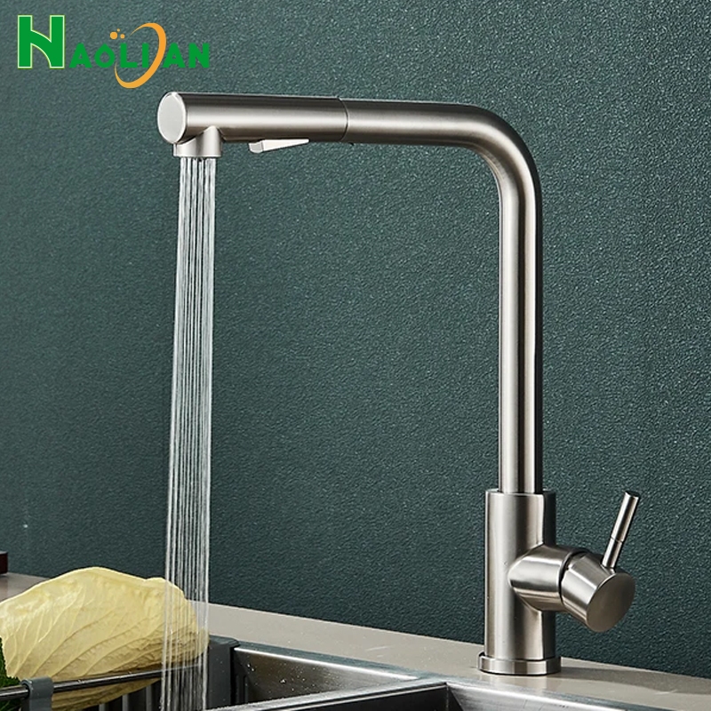 INOX Torneira Gourmet Cozinha Pull-Out Torneira Cozinha Bancada Misturadora Quente E Fria Único Furo Guindaste Rotativo em Oferta na Shopee