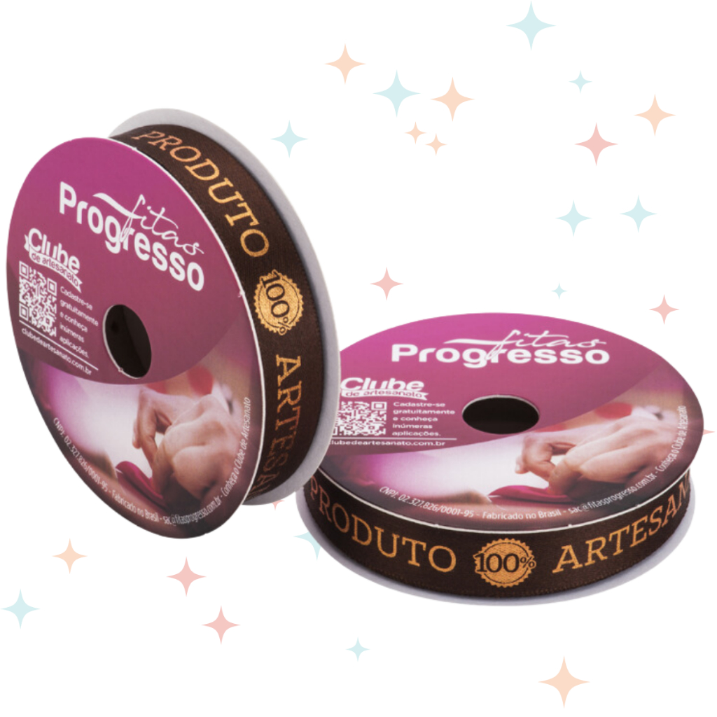 Fita Páscoa em Cetim 15mmx10m - Produto Artesanal Marrom - 373 - Fitas Progresso- Rizzo Distribuidora