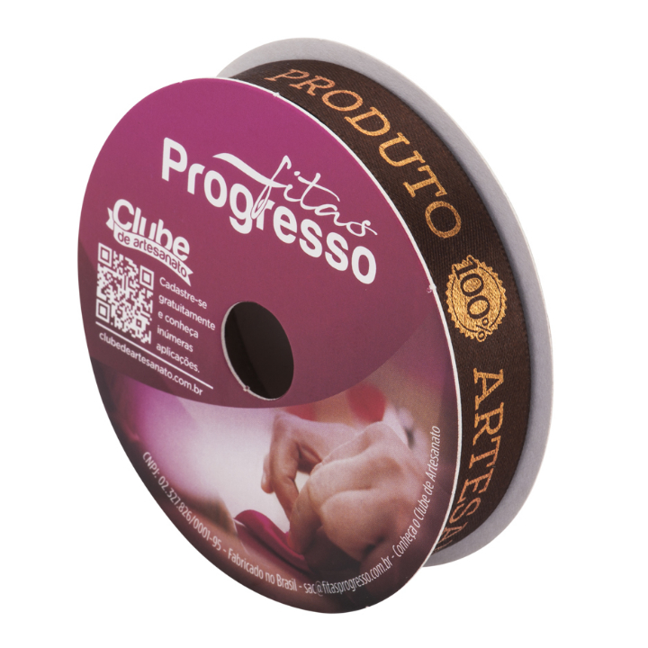 Detalhes do Fita Páscoa em Cetim 15mmx10m - Produto Artesanal Marrom - 373 - Fitas Progresso- Rizzo Distribuidora
