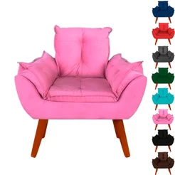 Poltrona Suede Cores Coloridas Pés Palitos Para Recepção, Área Gourmet e Sala De Estar