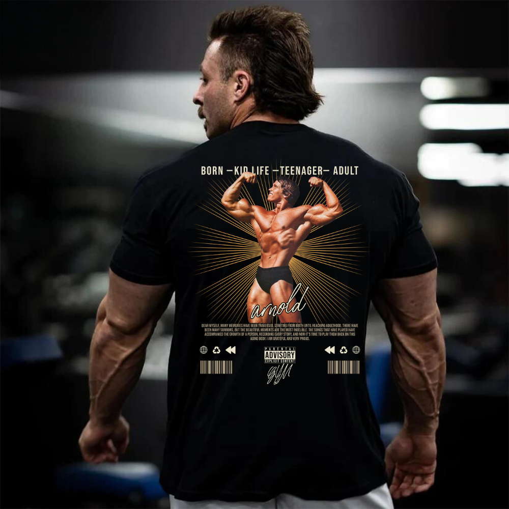 Camiseta Oversized Academia Masculina Arnold Estampado Fan Treino Camisa Akurva Lançamento