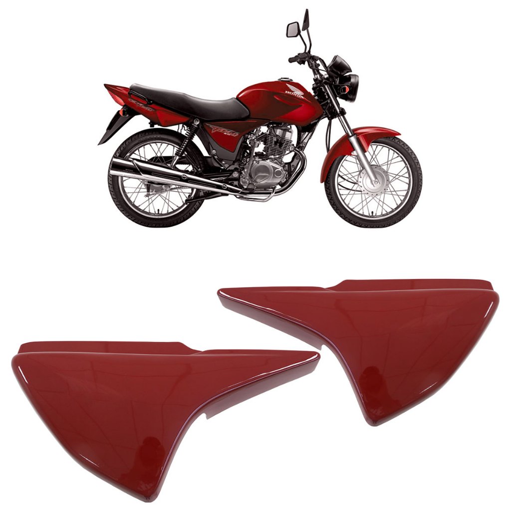 Par Tampa Lateral CG 150 Titan 2004 2005 2006 2007 2008 Vermelho Liso - Spare Parts and Accessories for Vehicles