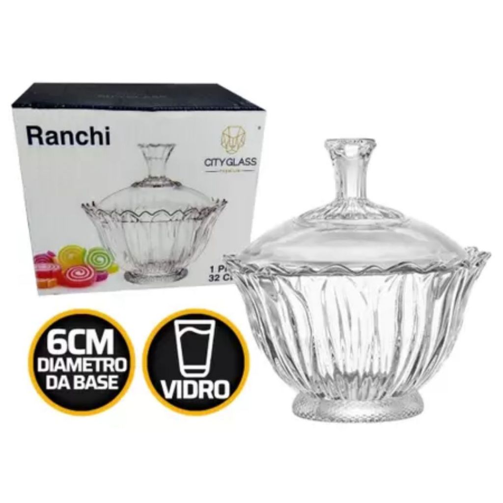 Bomboniere de Vidro Balas Doces Guloseimas Modelo Ranchi 270 ml