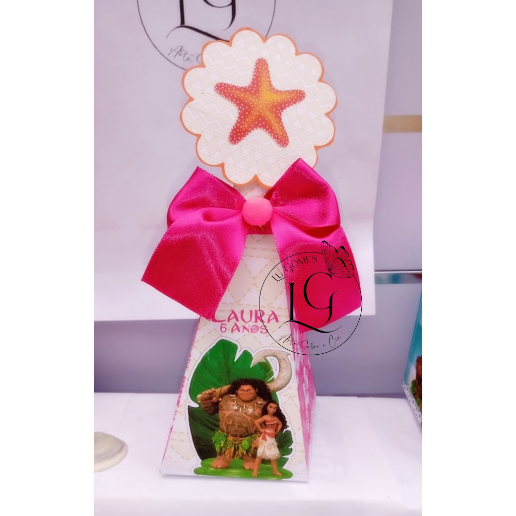 Caixa Cone/Pirâmide Moana Personalizada Caixinhas Lembrancinhas para Festa De Aniversário