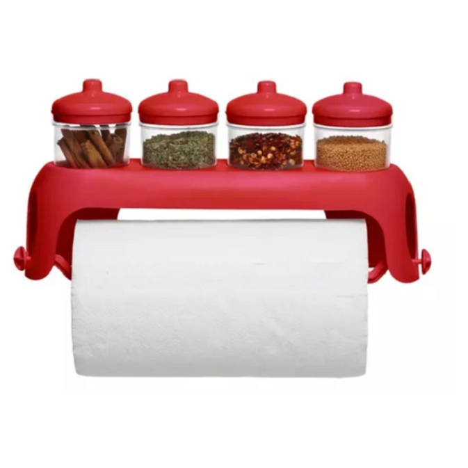 PORT TOALHA+SUPORTE TTEMPEROS COM 4 POTES DOIS EM UM CASA E DECORAÇÃO REF 112 em Oferta na Shopee