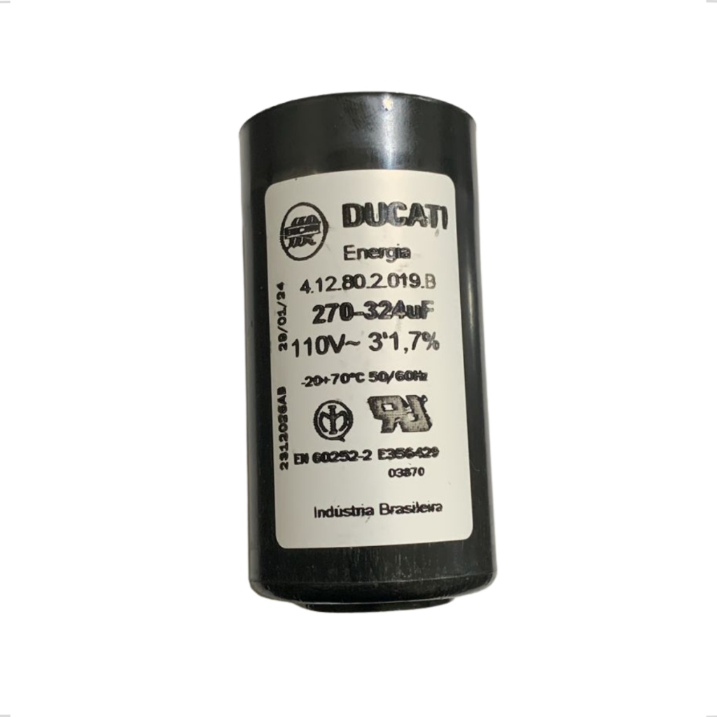 Capacitor Eletrolítico Partida Motores Elétricos 270 324uF 110v 50/60 Hz 270-324uf 110vac Ducati