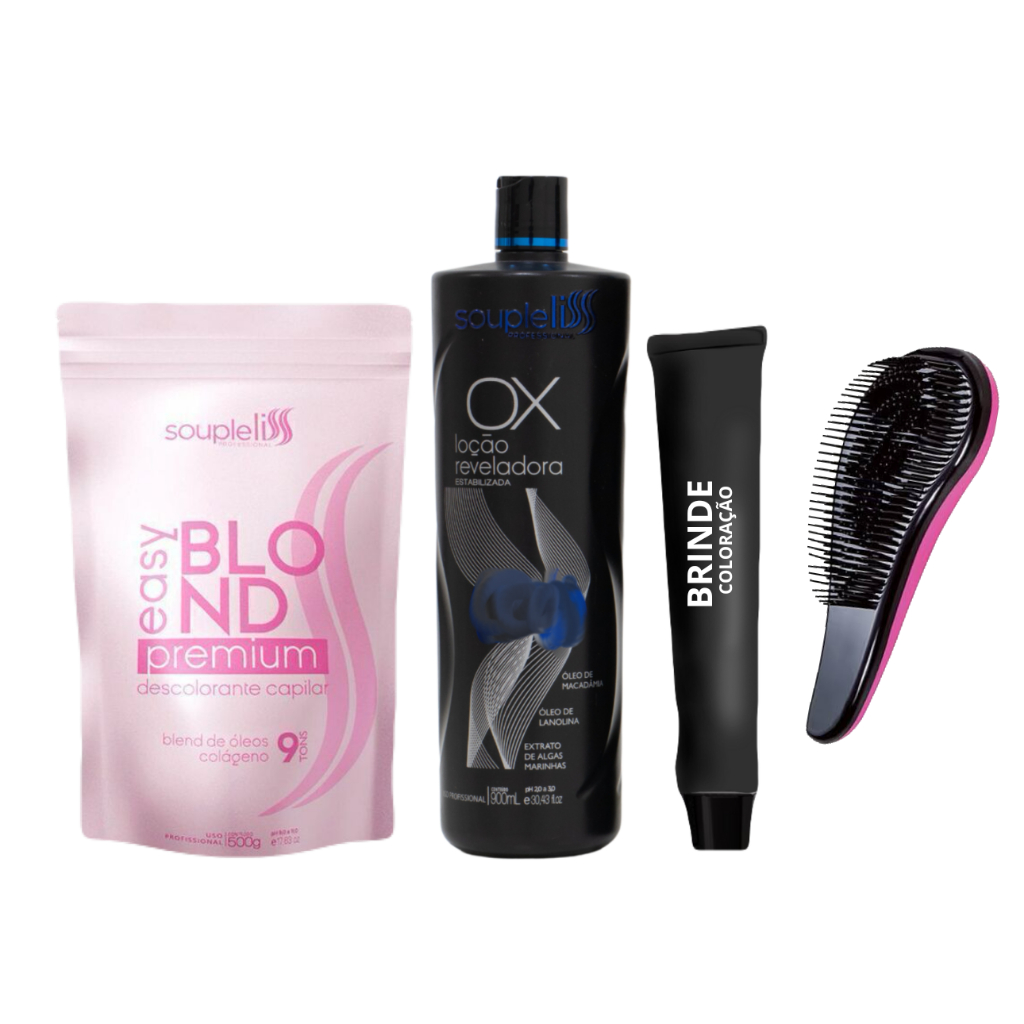 Pó descolorante Rosa Easy Blond  + Oxigenada Volume a escolha Souple Liss