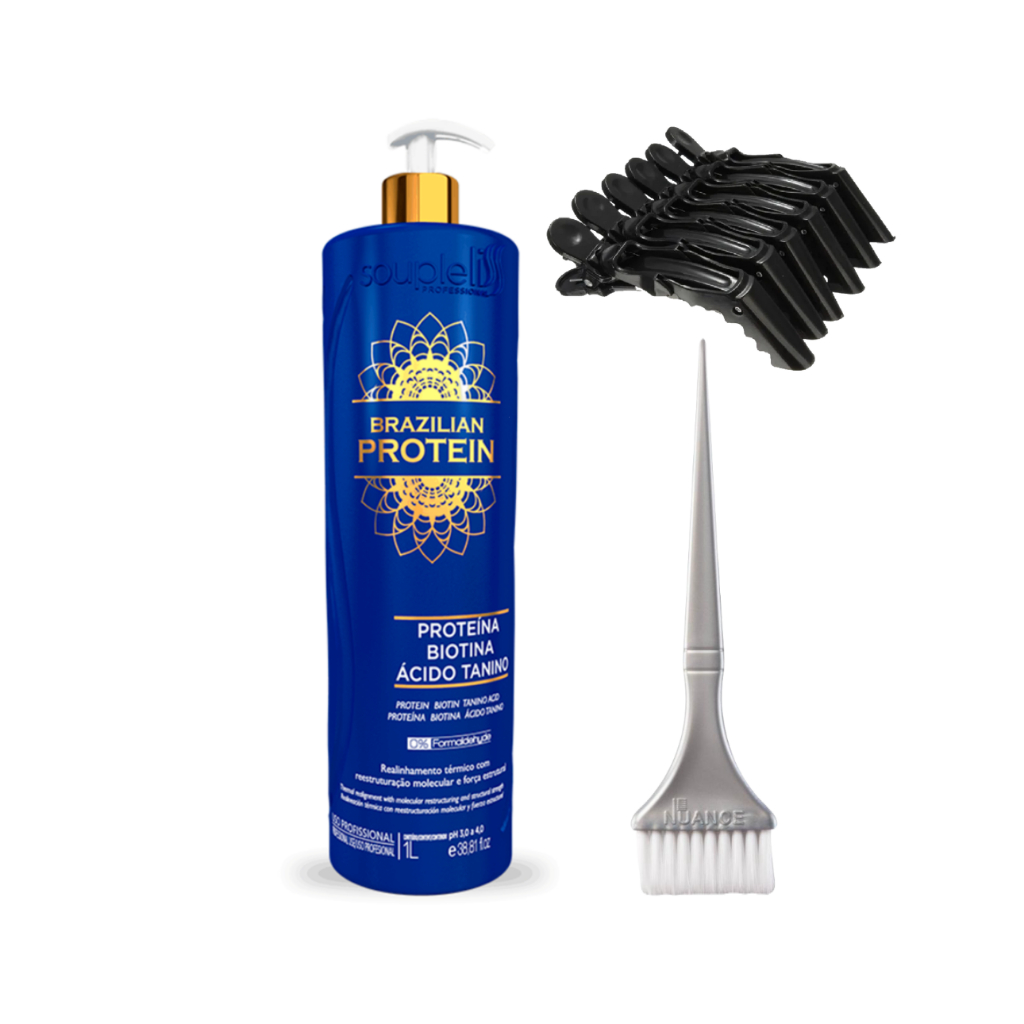 Escova Progressiva Realinhamento Termicó Brazilian Protein 1L Souple Liss em Oferta na Shopee