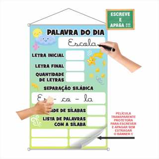 Banner educativo pedagógico palavra do dia escreve e apaga em Oferta na Shopee