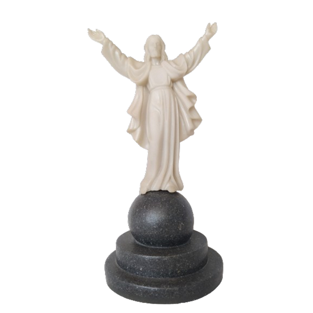 Imagem De Cristo Jesus Salvador 26cm Redentor Resina Marmore estatua