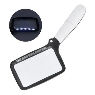 Lupa Com 5 Leds Dobrável Para Leitura Escritório Impressão Acrílico Lente De Vidro 2X