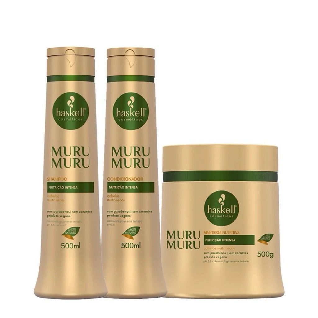 ￼Kit Haskell Murumuru Shampoo e Condicionador de 500ml e Máscara de 500g