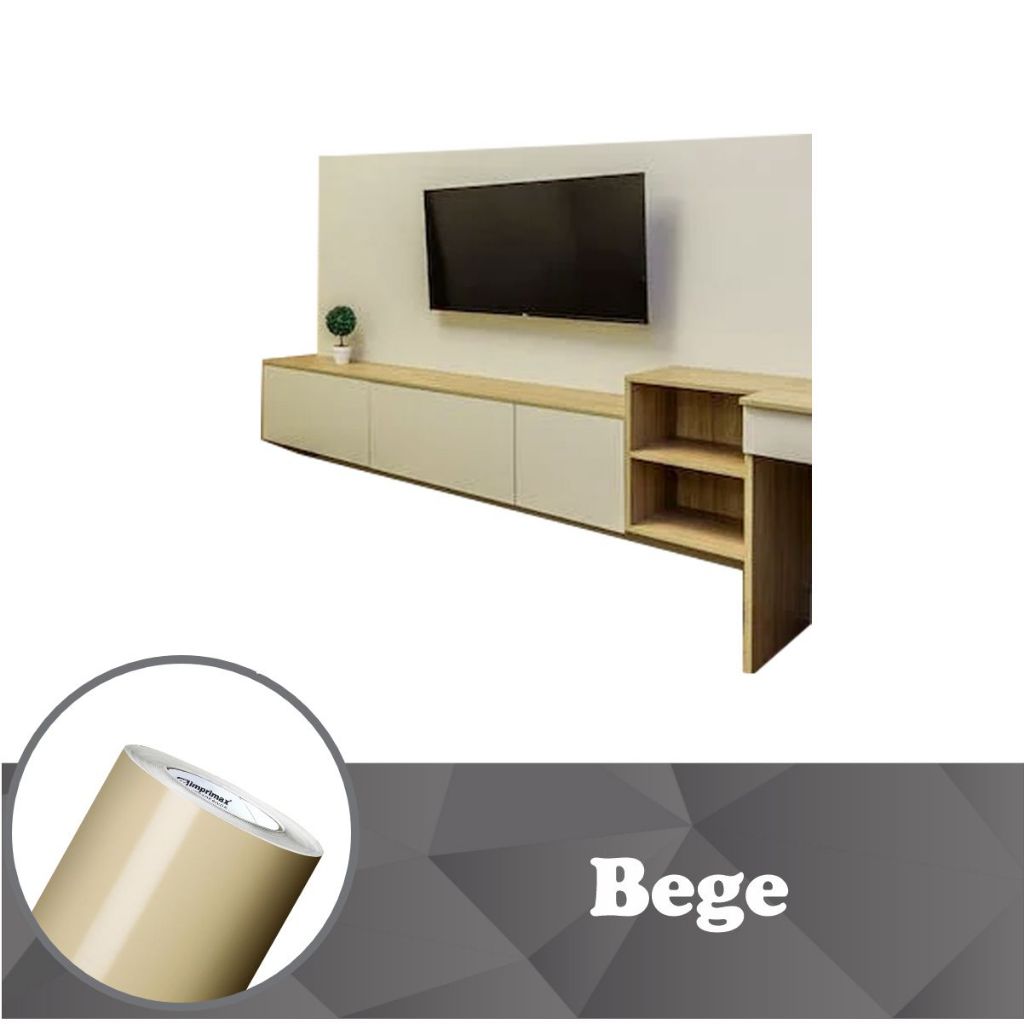 Vinil Adesivo Tipo Contact Lavável 50cm x 50cm Bege envelopamento móveis; Envelopamento Geladeira; a prova d'agua