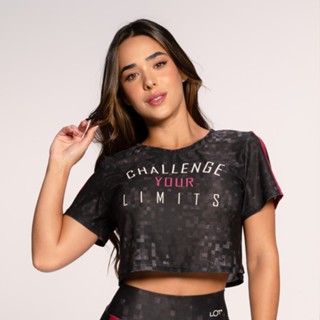 Cropped Fitness Feminino Estampado Básico Academia Challenge em Oferta na Shopee