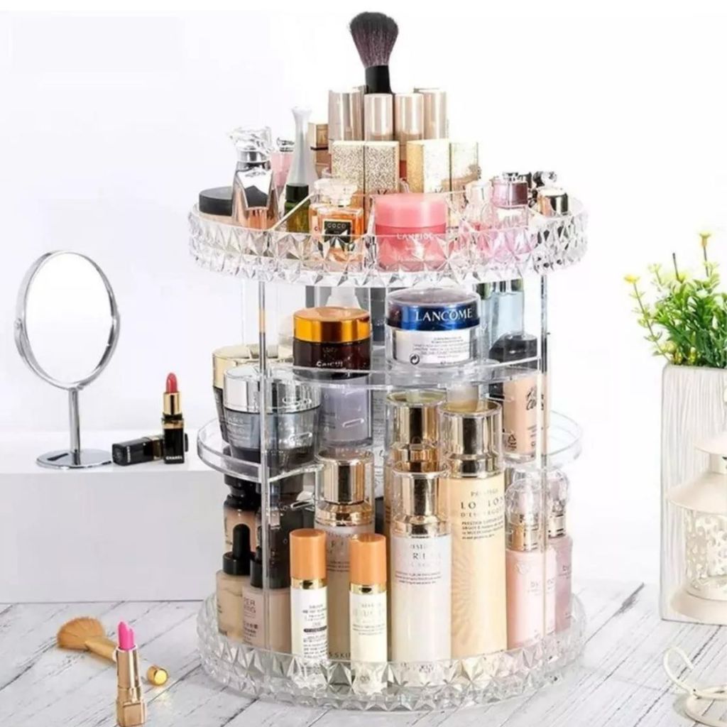 Organizador de maquiagem Acrílico Giratório 360º Suporte Para Cosméticos
