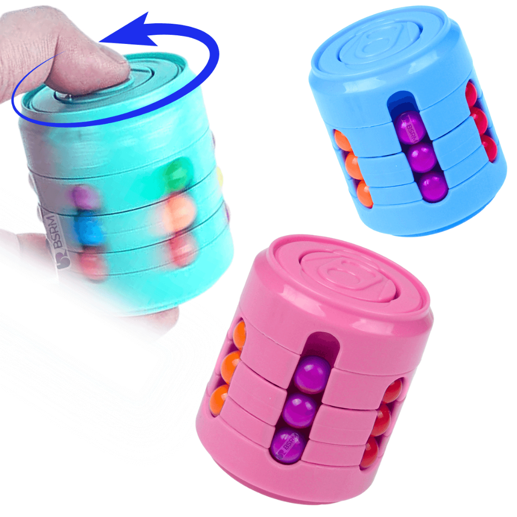 Brinquedo 2 em 1 fidget toys anti stress hand spinner cubo mágico cilindro magico 4D latinha mágica Brinquedos criança 3 anos Chaveiro lembrancinha festa de aniversário infantil presente menino menina