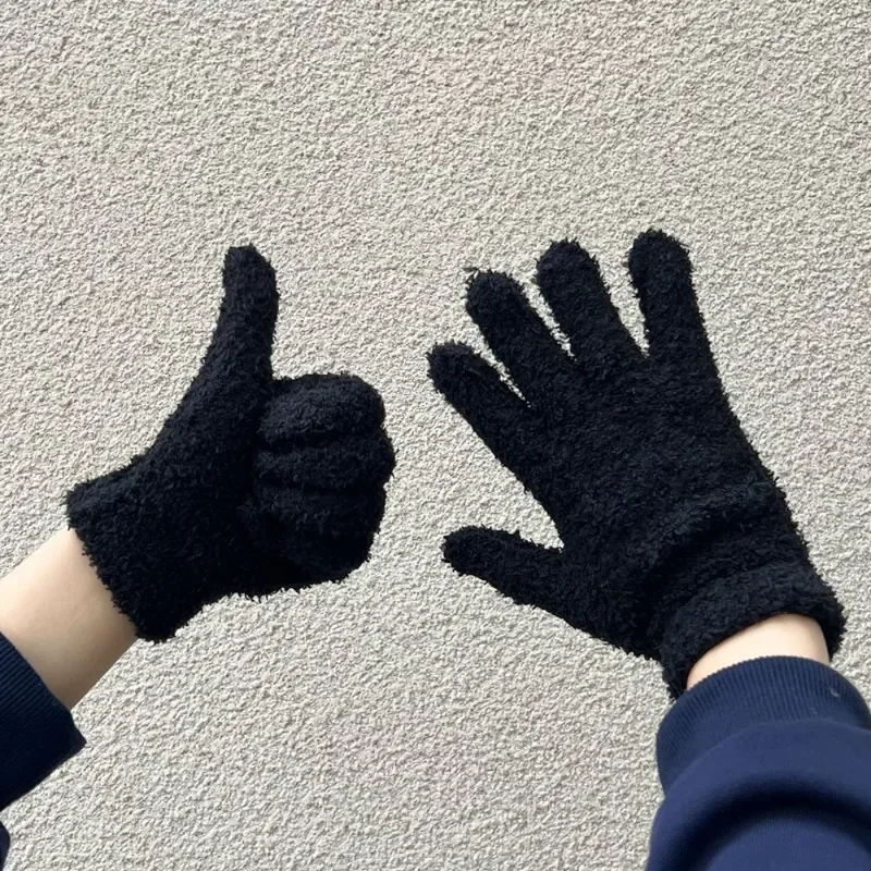 kit 3 Par de Luva preta peluda Bem Fofinho luvas Inverno Frio Adulto unissex