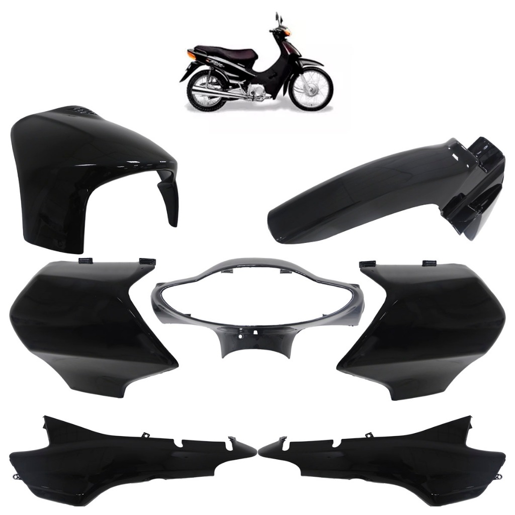 Kit Completo Carenagem Biz 100 2001 2002 2003 2004 2005 Preto - Spare Parts and Accessories for Vehicles