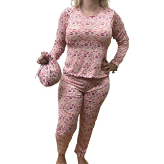 Pijama Longo Manga curta e manga  longa Estampas Liganete Inverno Verão Tecido Fresquinho em Oferta na Shopee