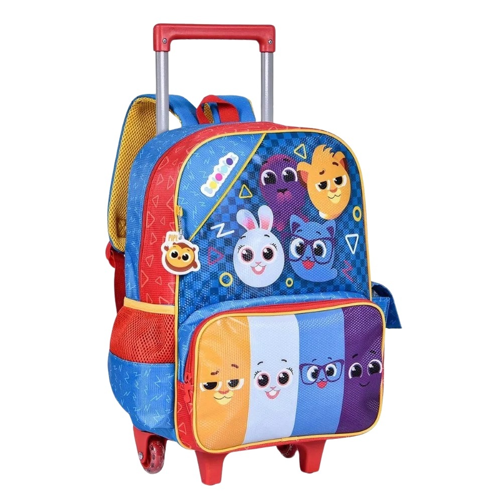 Mochila De Rodinhas Escolar Bolofofos Infantil Com Chaveiro Original Clio