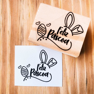 Carimbo de madeira páscoa em Oferta na Shopee