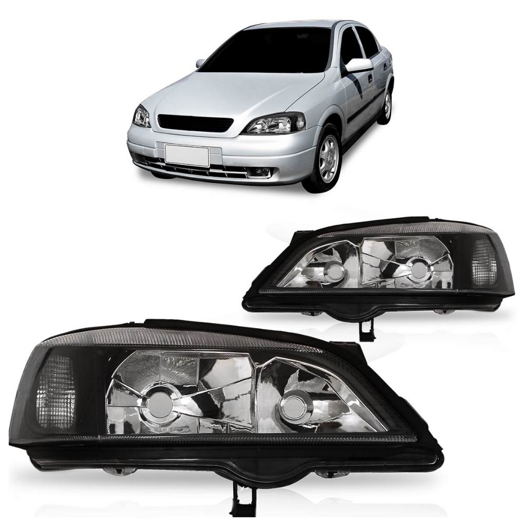 Farol Dianteiro Astra 1998 1999 2000 2001 2002 Máscara Negra Foco Duplo Lente Lisa Acrilico em Oferta na Shopee
