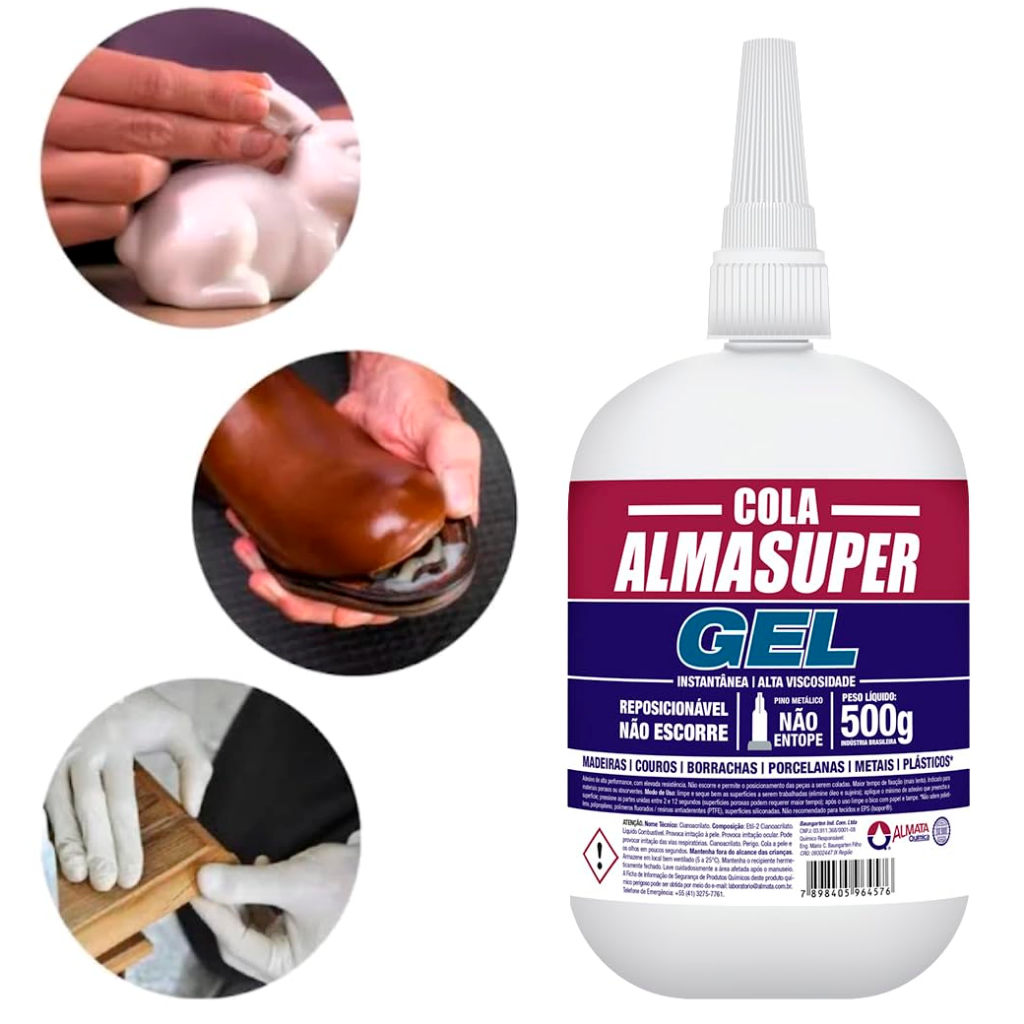 Cola Instantânea Almasuper 500g Gel Alta Viscosidade Reposicionável Não Escorre em Oferta na Shopee