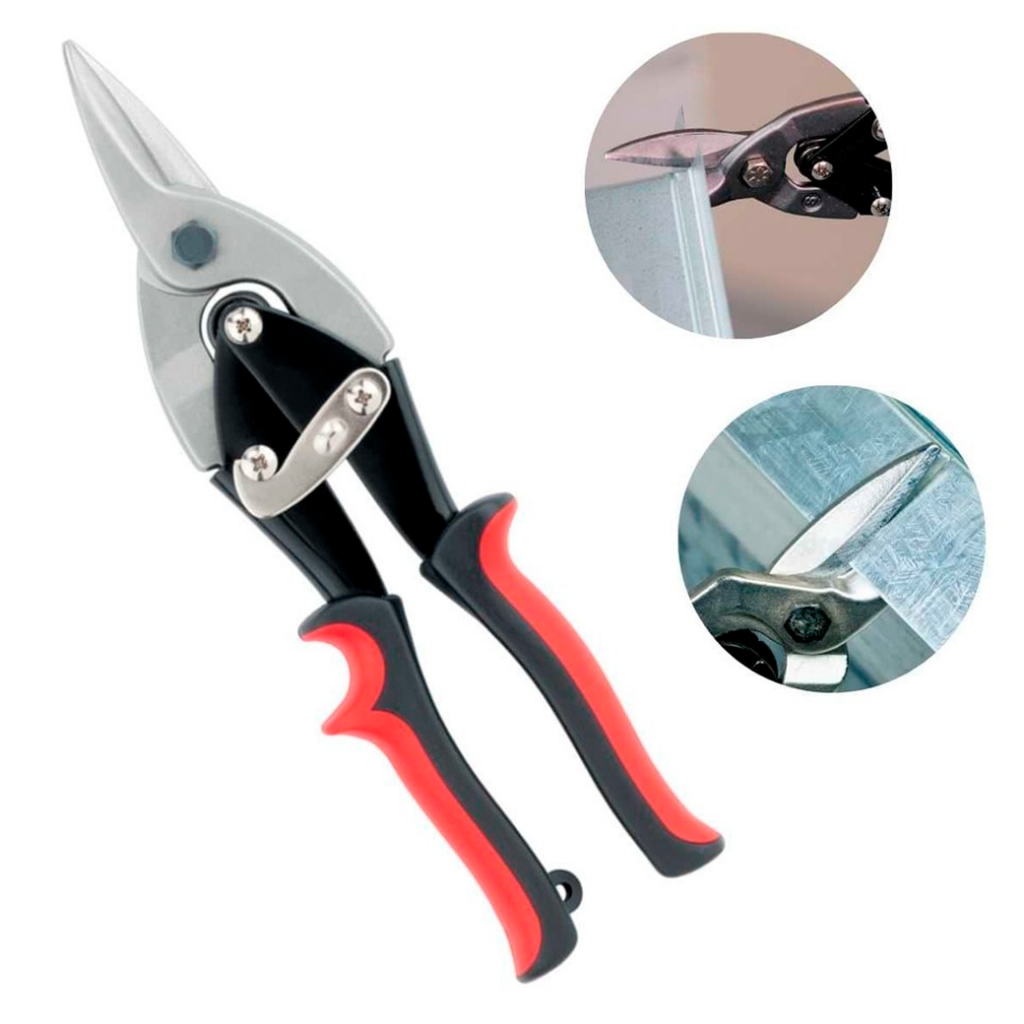 Tesoura Corta Chapa Calha Galvanizado Aviação Corte Reto 250mm - Prático Uso Profissional - Home & Living