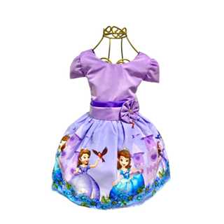 Vestido Infantil Temático Sofia Aniversários e Festas. em Oferta na Shopee