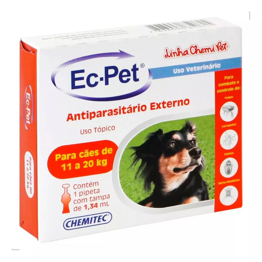 EC PET 1,34mL Chemitec Antipulgas e Carrapatos - Cães de 11 a 20Kg - Pets