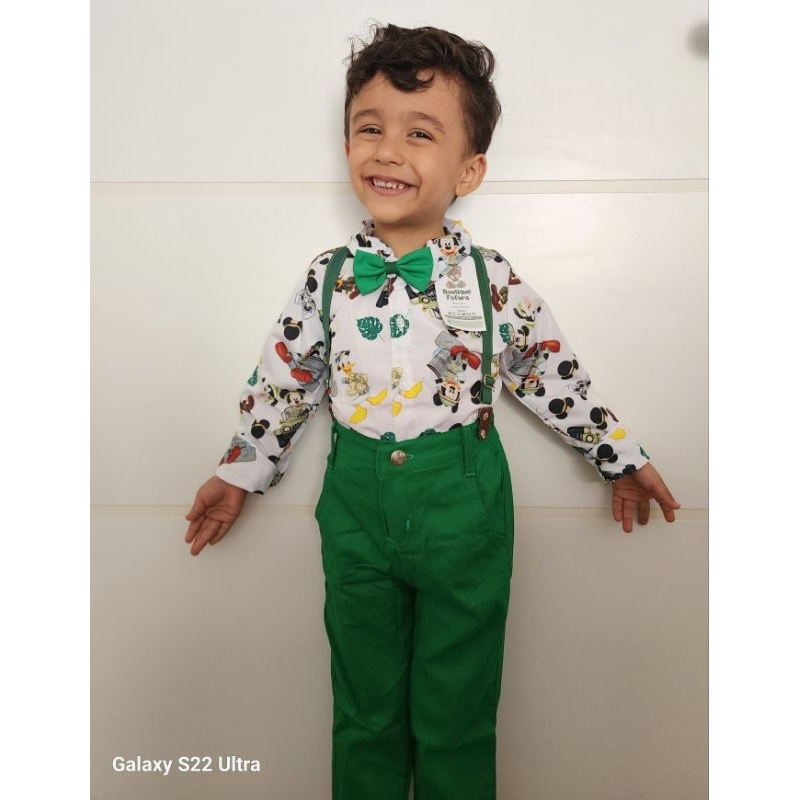Kit Tematico Camisa manga Longa Calça Aniversario Menino mickey SAFARI SAFARE ROUPA INVERNO FRIO CONJUNTO BEBE SOCIAL
