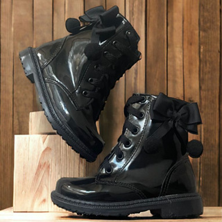 Coturno Infantil Menina Verniz Laço Pompom Love On Feet Shoes 20 Ao 27 em Oferta na Shopee