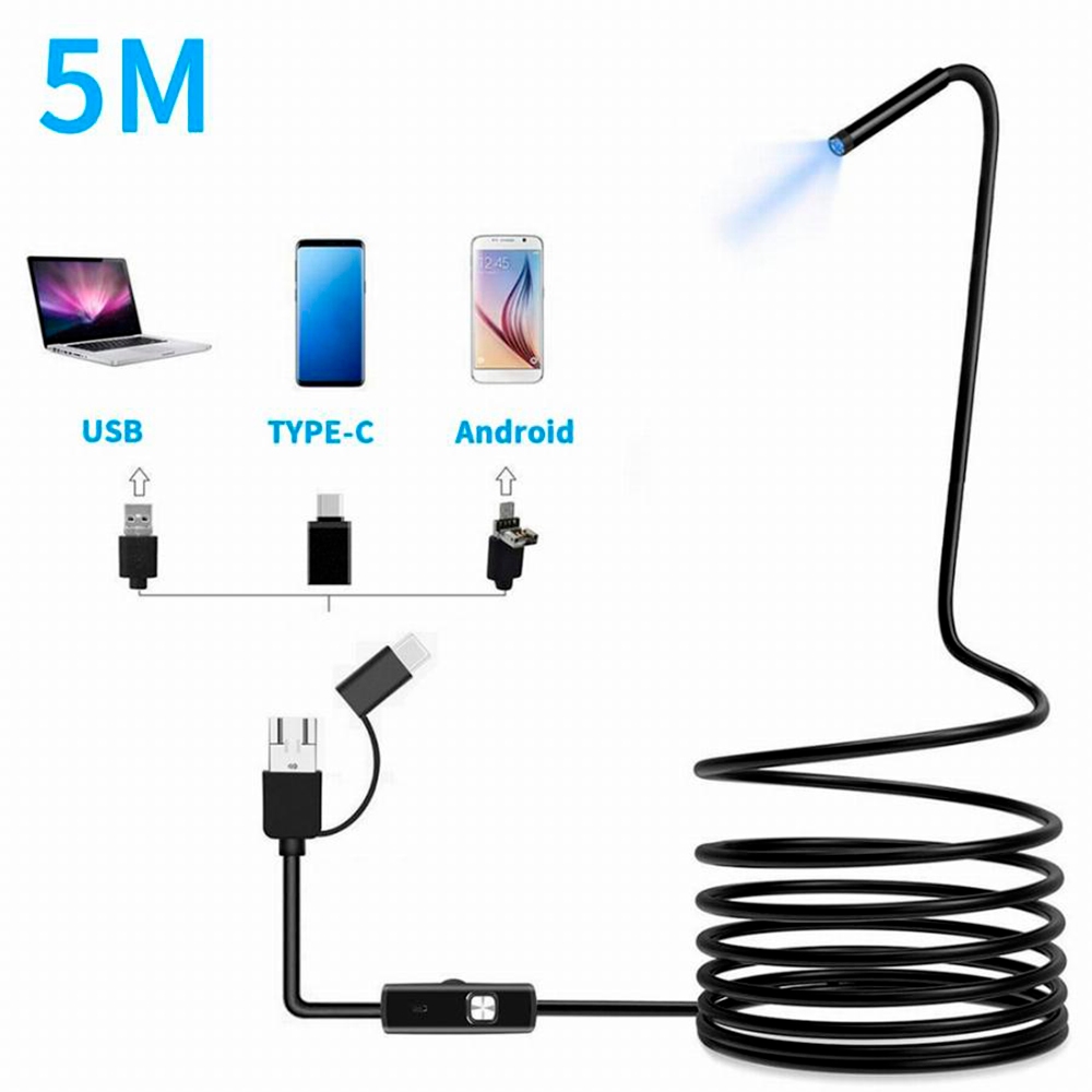 Câmera Endoscópio para Celular Notebook a Prova D'água para Inspeção Mecânicos Encanadores