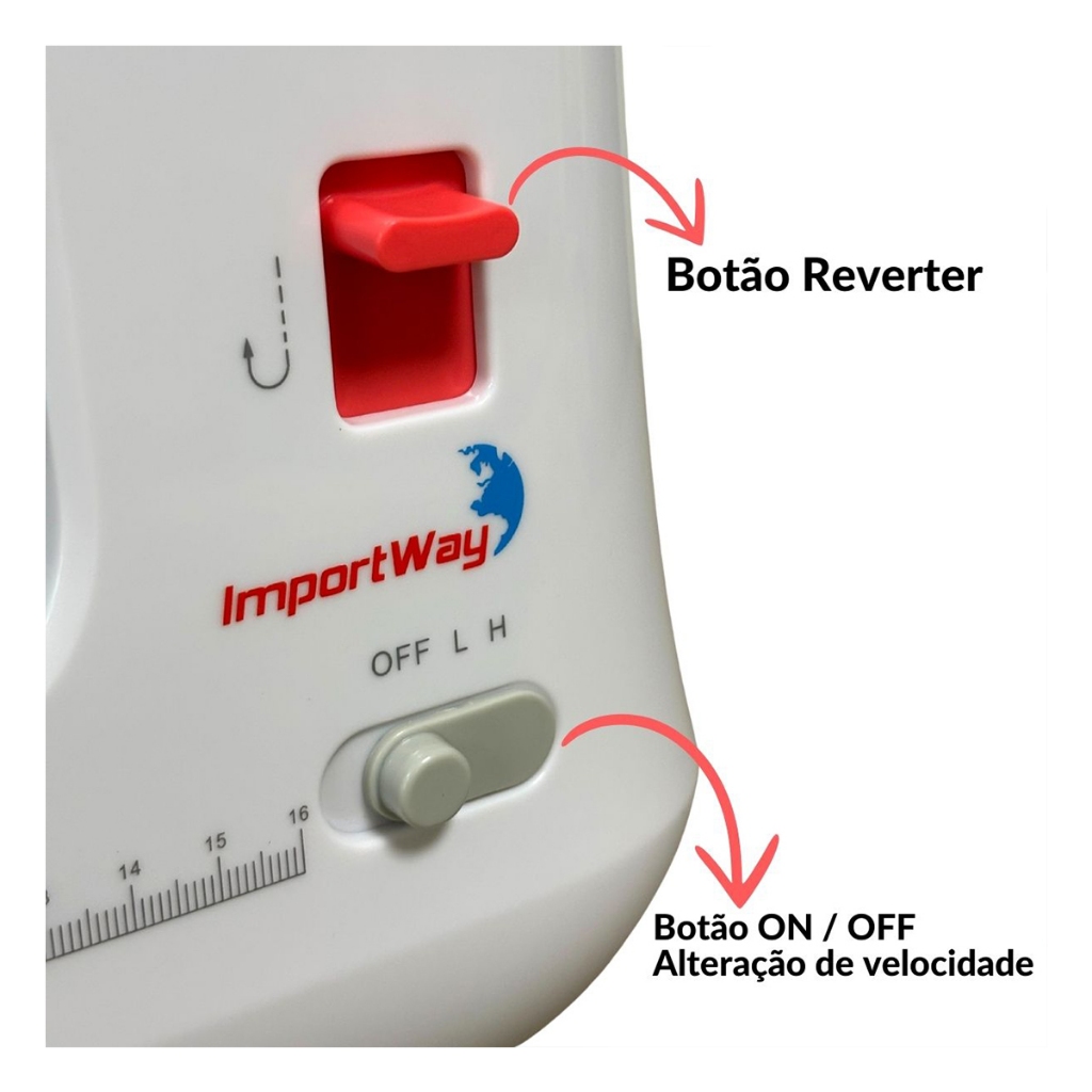 Detalhes do Máquina De Costura Portátil Importway Bivolt Agulha Dupla Com Acessórios