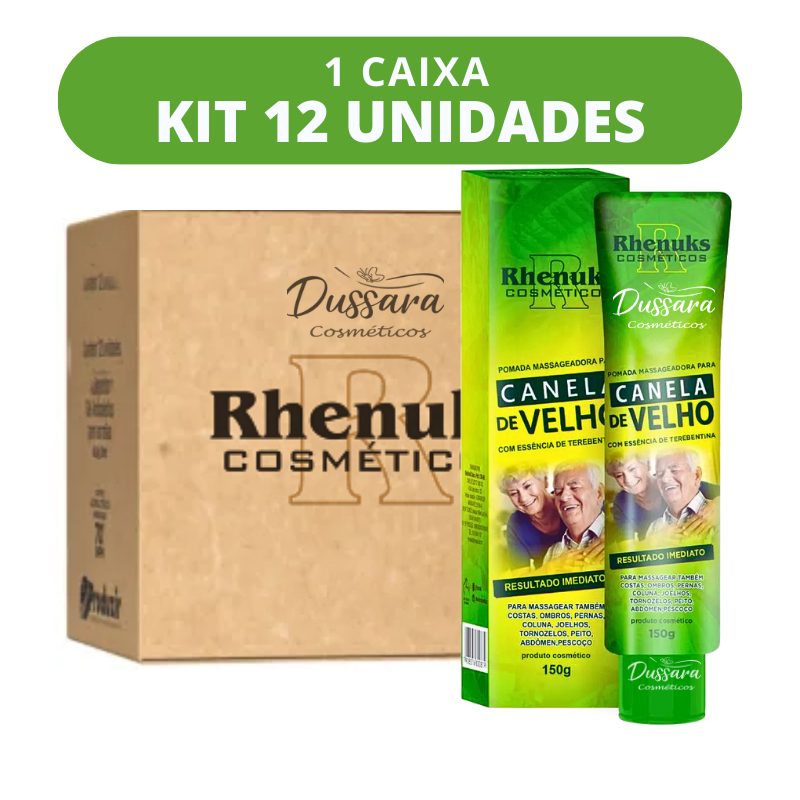 KIT COM 12 Pomada Massageadora Canela de Velho - Rhenuks - 150 g - Resultado Imediato