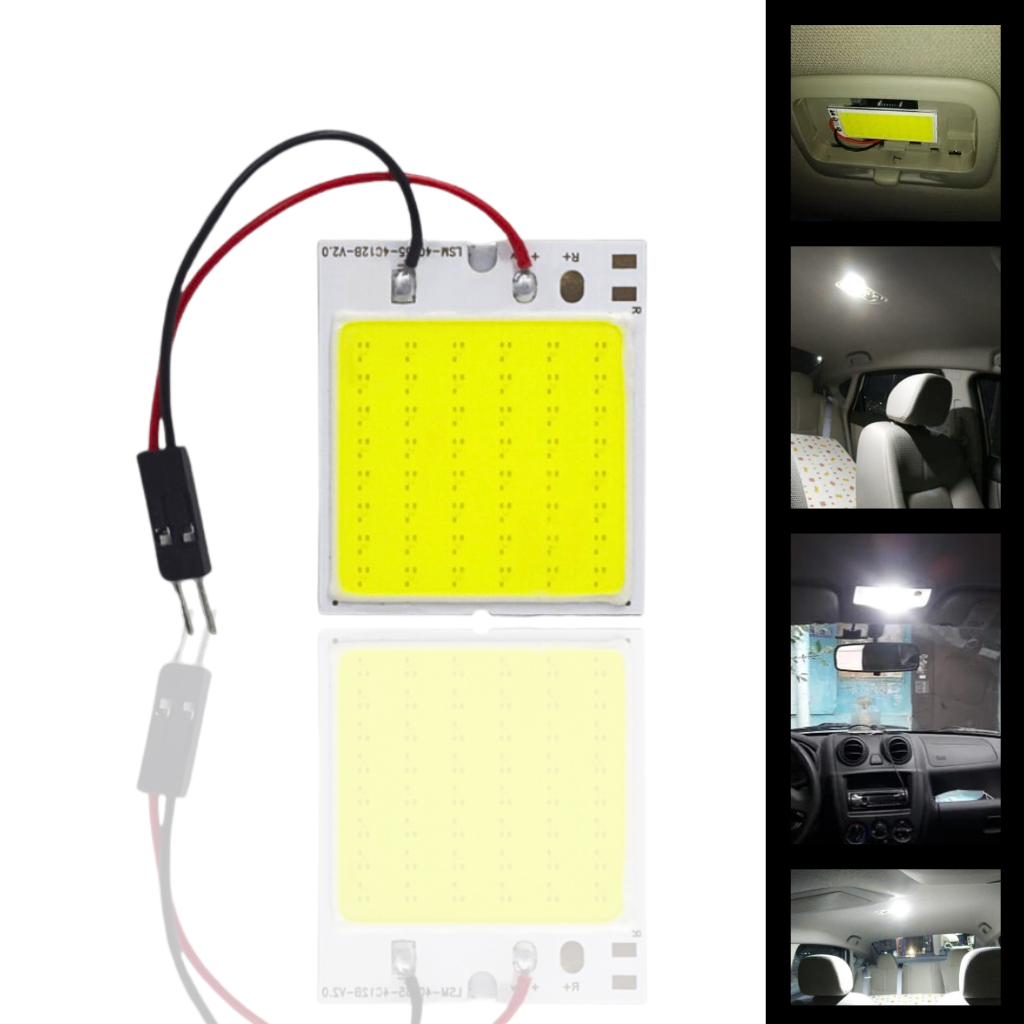 Kit Placa 48 Leds Cob T10 Torpedo 12v 10w Luz Interna  teto leitura fita dupla face painel interior carro caminhão mala em Oferta na Shopee
