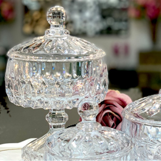 Bomboniere/ Baleiro Balas Potiche Cristal c/ Pé Louise Transparente 14x23cm Wolff 35201 em Oferta na Shopee