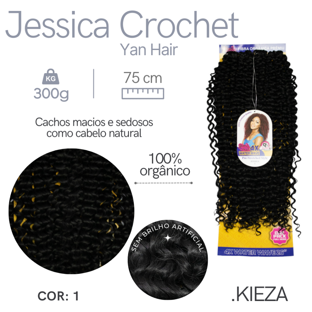 Cabelo Orgânico Cacheado Para Crochet braids Jessica Yan Hair 75Cm
