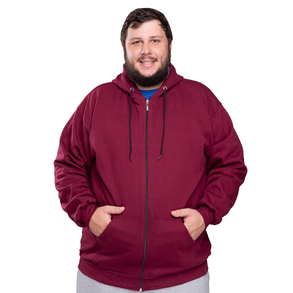 Moletom masculino Plus size G1 G2 G3 Canguru Com zíper e Capuz casaco de frio