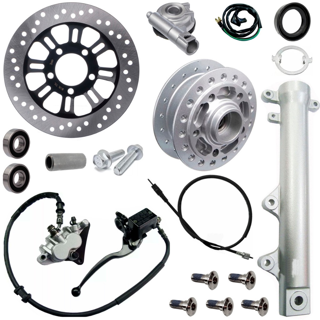 Kit Sistema Freio A Disco Cg Titan Fan 150 Mix 2009 A 2013 Burrinho Canela Pinça Cubo Roda Retentor Parafusos