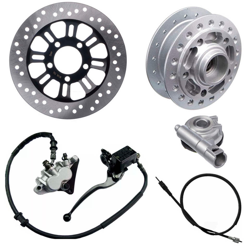 Kit Sistema Freio A Disco Dianteiro Titan Fan 150 Mix 09/13 Cubo Pinça Engrenagem Velocímetro Caracol Revil Burrinho
