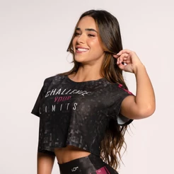 Cropped Fitness Feminino Estampado Básico Academia com Estampas Variadas