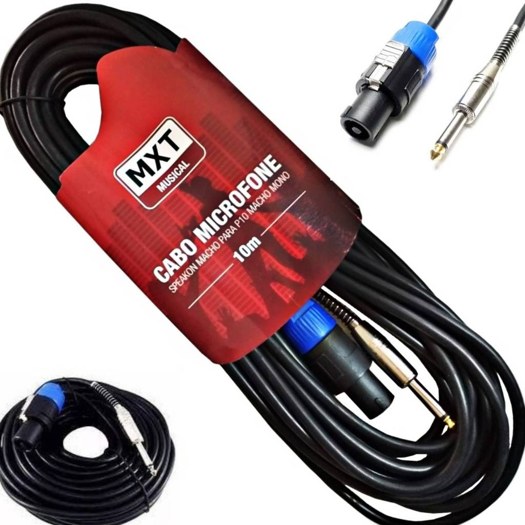 Cabo Speakon Macho Para P10 Macho 10 Metros Original Mxt com nota fiscal em Oferta na Shopee