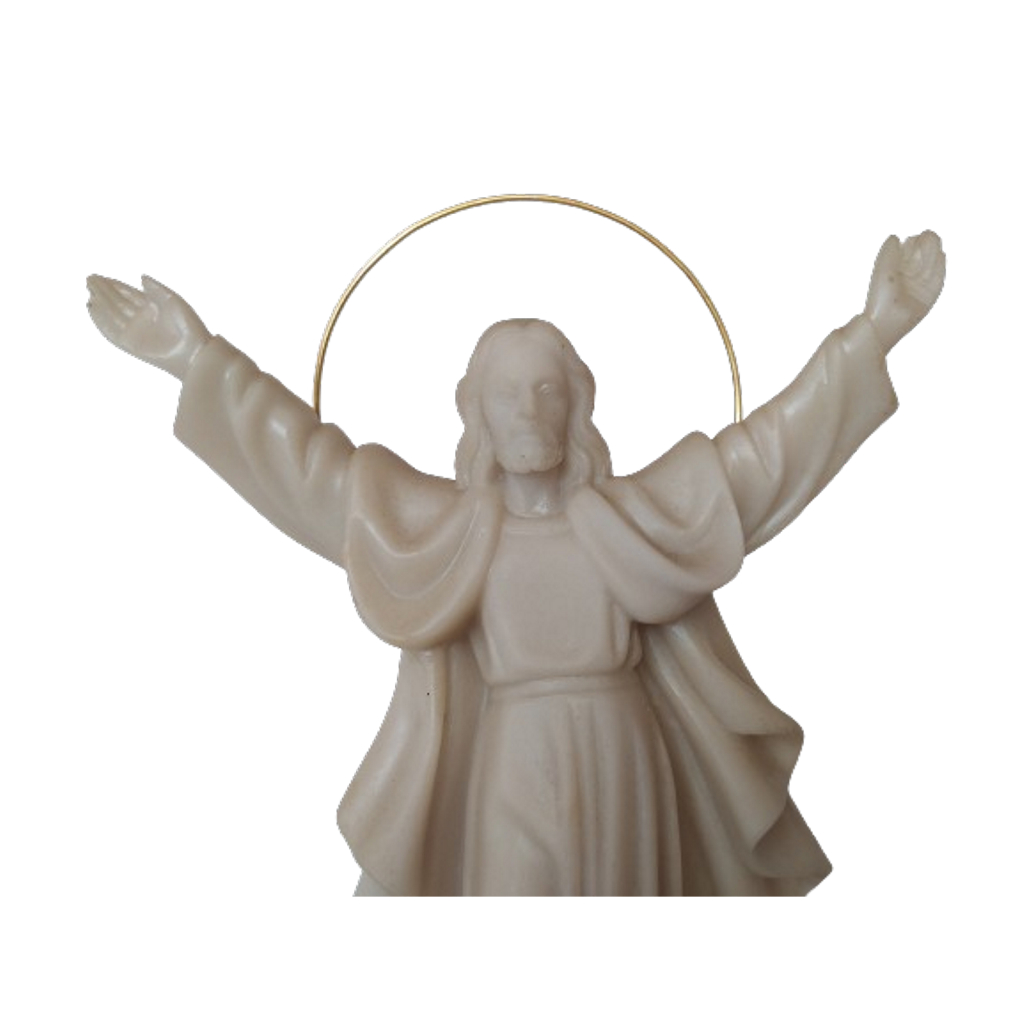 Imagem De Cristo Jesus Salvador 27cm Redentor Resina Marmore